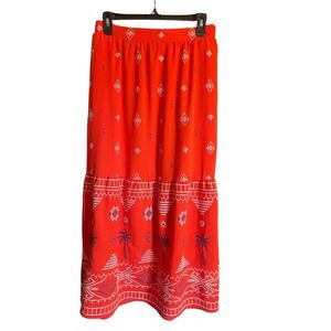 Bright & Colorful Embroidered Skirt from Sofia, Elastic Waist Size XL